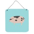 Micasa Gloucester Old Spot Pig Blue Check Wall or Door Hanging Prints6 x 6 in. MI229814